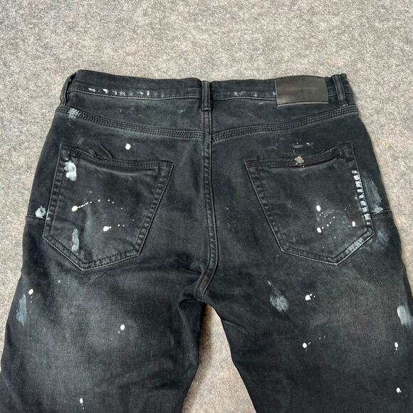 Purple Brand Men's Black Resin Knee Ripped Jean 3D Hand Painted Splatter Size 31 - Picture 5 of 13